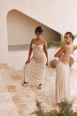 Beige Backless Halter Neck Naisha Dress