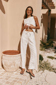 White High Waist Belt Hanoi Pants