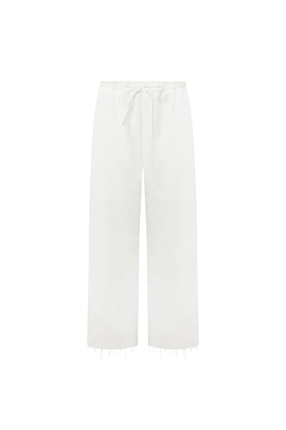 White Relaxed Elastic Drawstring Kamila Pants