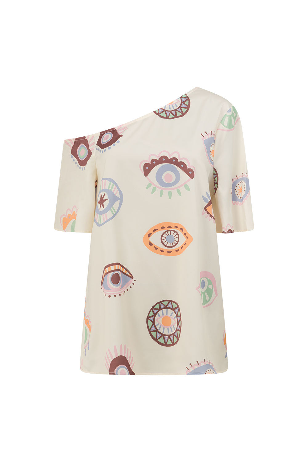 Cream Matia Print Off Shoulder Grace Top