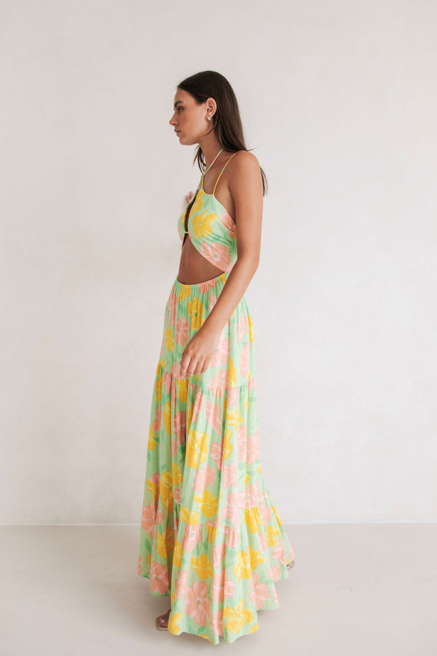 Addis Dress - Rose Fill Green