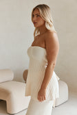 Cream Ribbed Strapless Alice Top