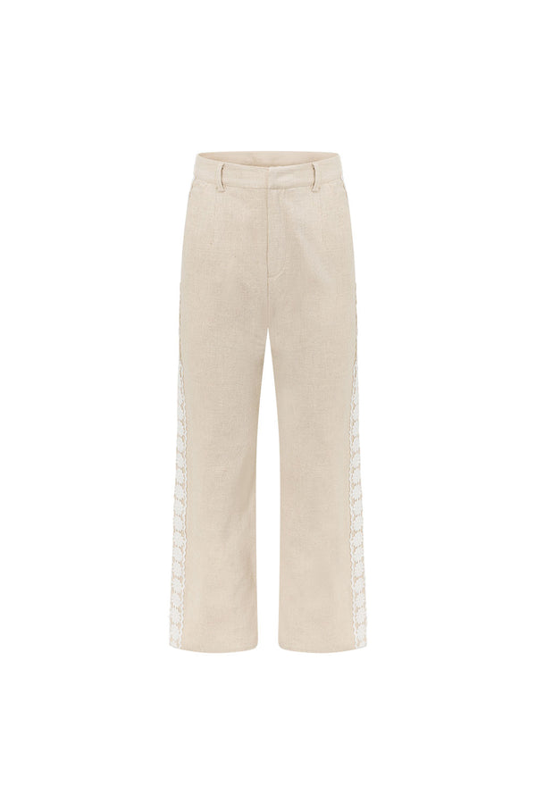 Beige Vintage Lace Detail Millie Pants