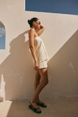 Cream Strapless Panelled Sorren Top