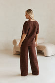 Brown Crochet Knit Button Up Umiko Top