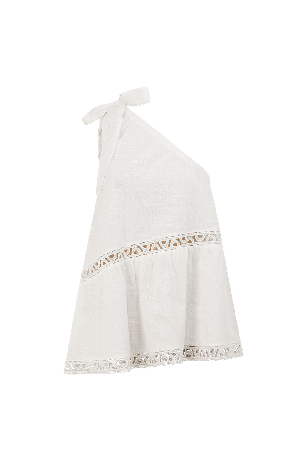 White Cotton One Shoulder Stella Top