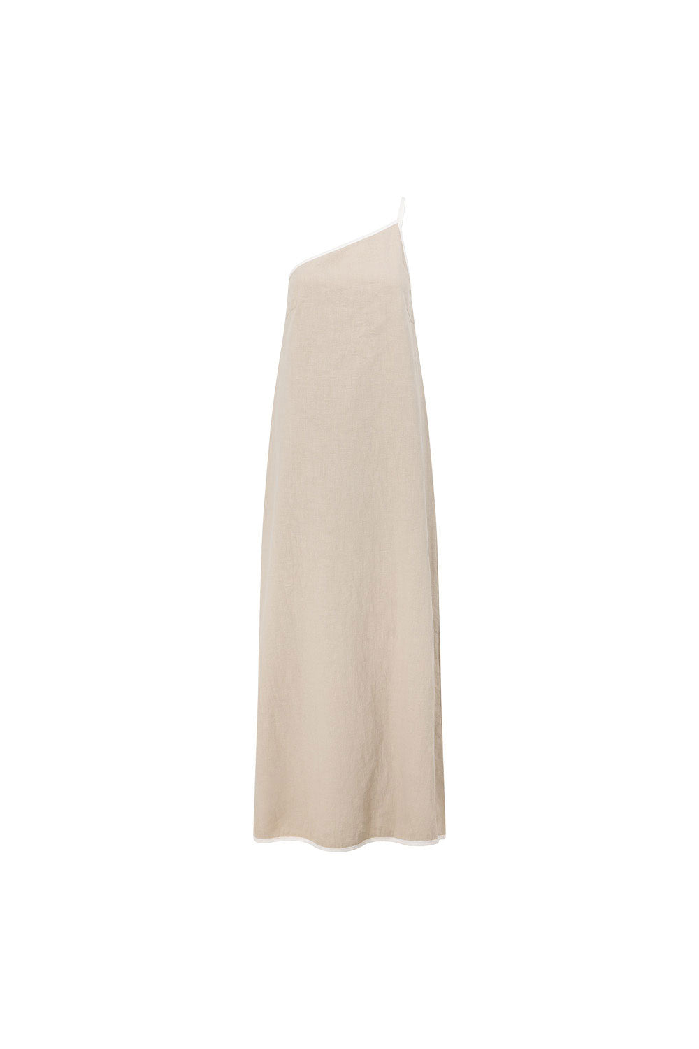 Jayden Split One Shoulder Maxi Dress - Tan & White