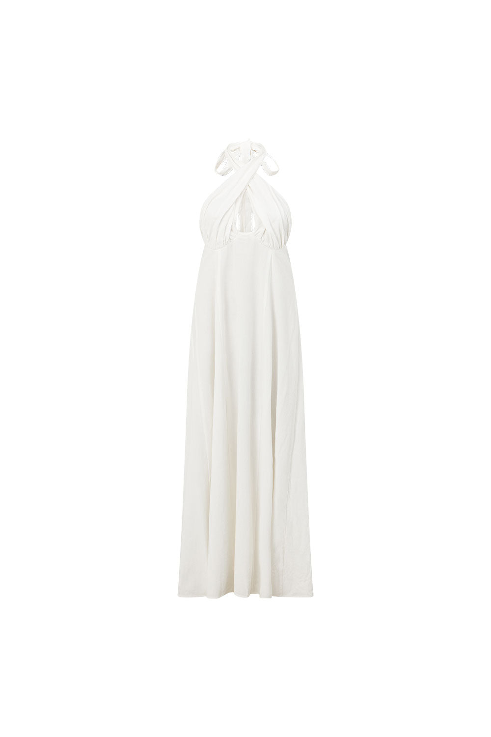 White Cross Neck Halter Laxi Oliviera Dress
