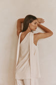 Beige Silky Asymmetric Scarf Koda Top
