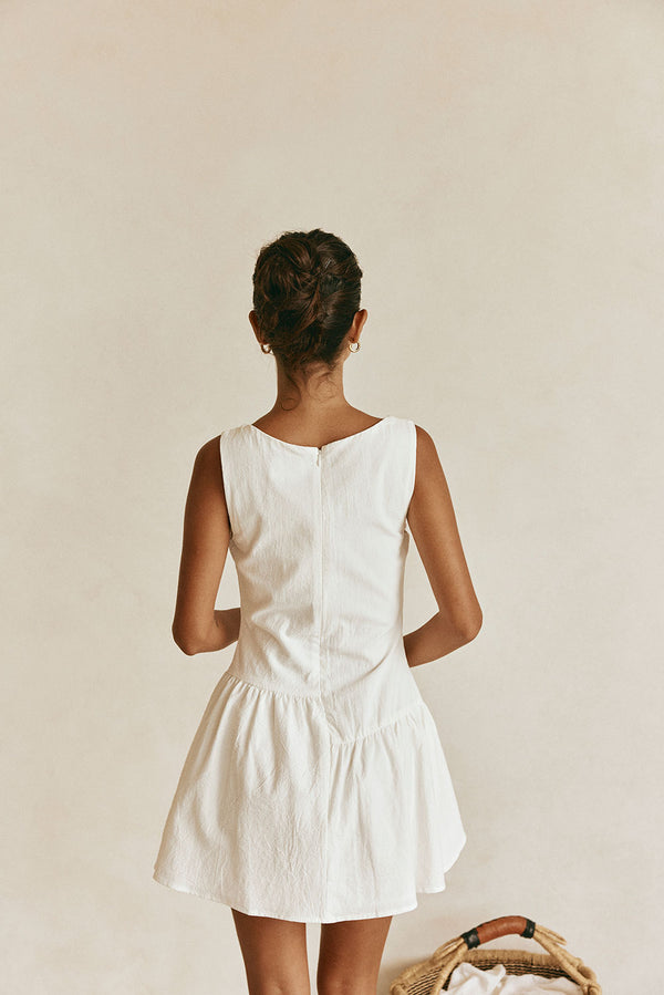 White Button-Up Mini Alfresco Dress