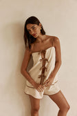 Beige High Waist Elastic Rosalina Shorts