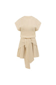 Beige Cotton Knit Draped Mini Lovina Dress