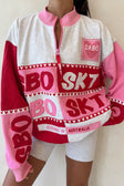 Pink and Red Terry Oversized Vintage Smitten Sweater