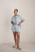 Chantel Knit Shorts - Blue Green White
