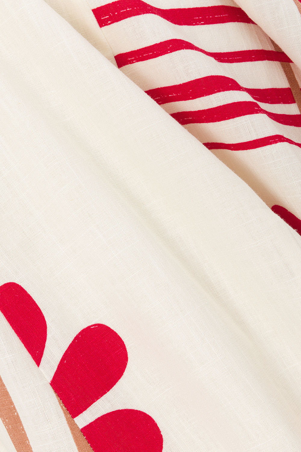 Cream Moana Red Print One Shoulder Maxi Avani Dress