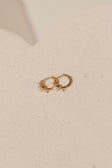 Gold Toned Pearl Gem Huggie Lira Earrings