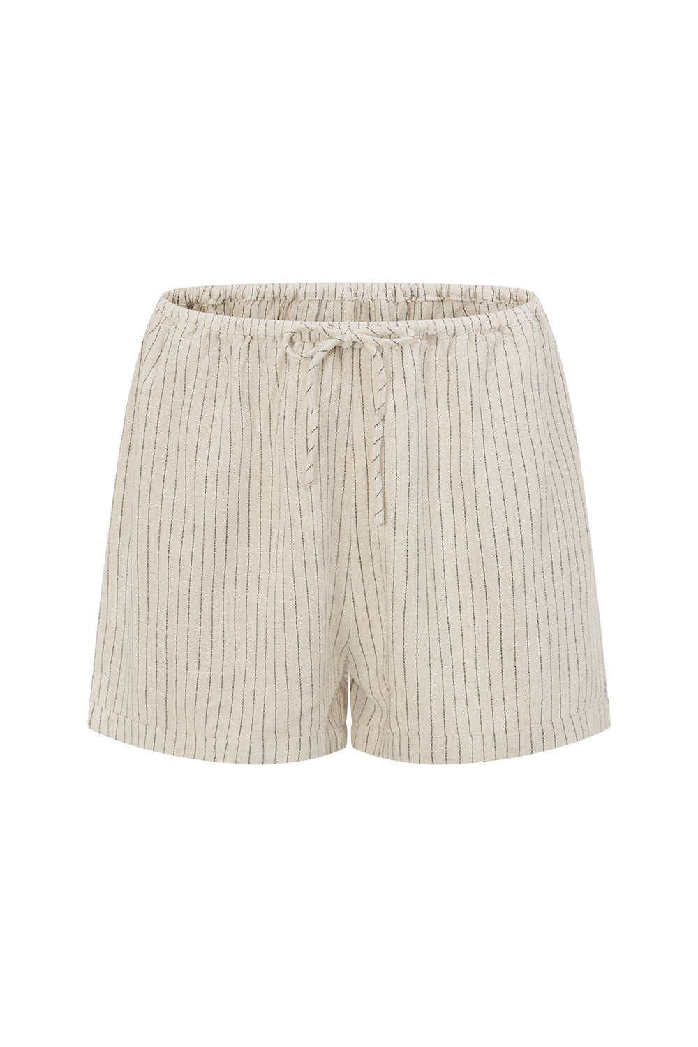 Beige and Black Pintstripe Tie Lyla Shorts