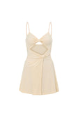 Ale Adjustable Thin Strap Cutout Mini Knot Dress - Cream