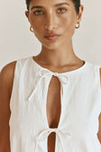 White Front Tie Overlay Mini Liliana Dress