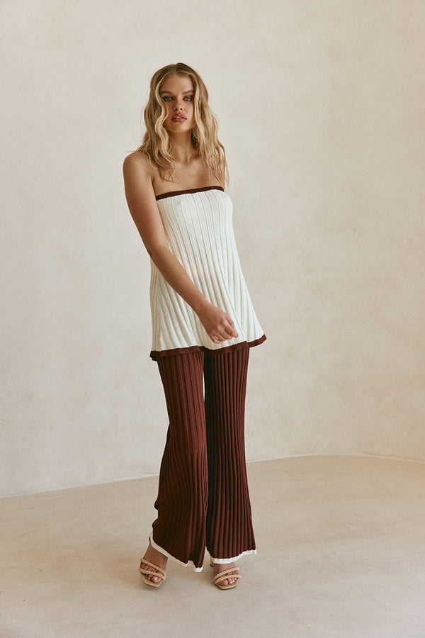 Chocolate Brown Ribbed High Waist Winnie Pants