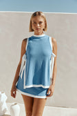 Blue Knit Longline Mini Kenia Dress