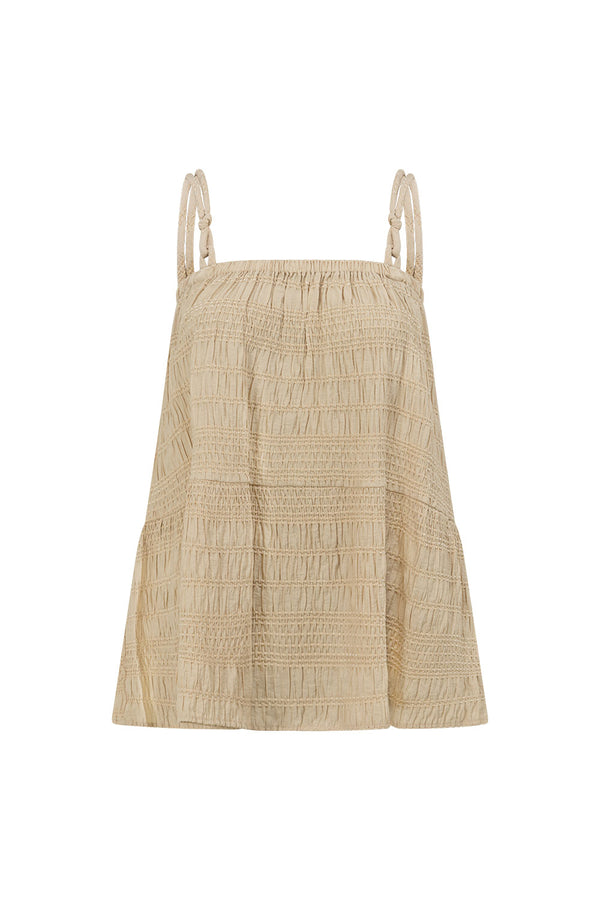 Beige Ruched Strappy Amina Top