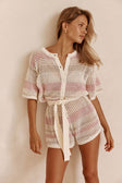 Cream and Pink Stripe Knit Easton Playsuit