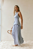Blue High Waist Pleated Maxi Hailey Skirt