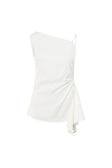 White Asymmetric Ruched Backless Hailey Top