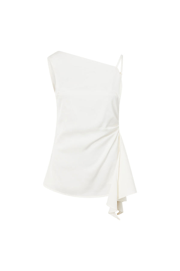 White Asymmetric Ruched Backless Hailey Top