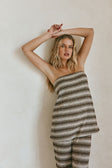 Brown and White Stripe Strapless Cosmo Top
