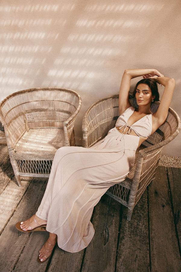 lliska Backless Cutout Maxi Dress - Stone