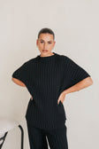 Celine Knit Ribbed Top - Black