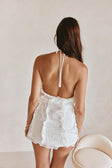 Kharli Halterneck Frill Mini Backless Wrap Dress - White
