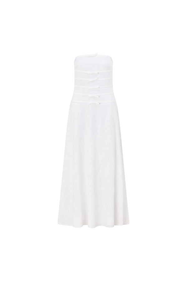 Bridal White Strapless Bow Palais Maxi Dress