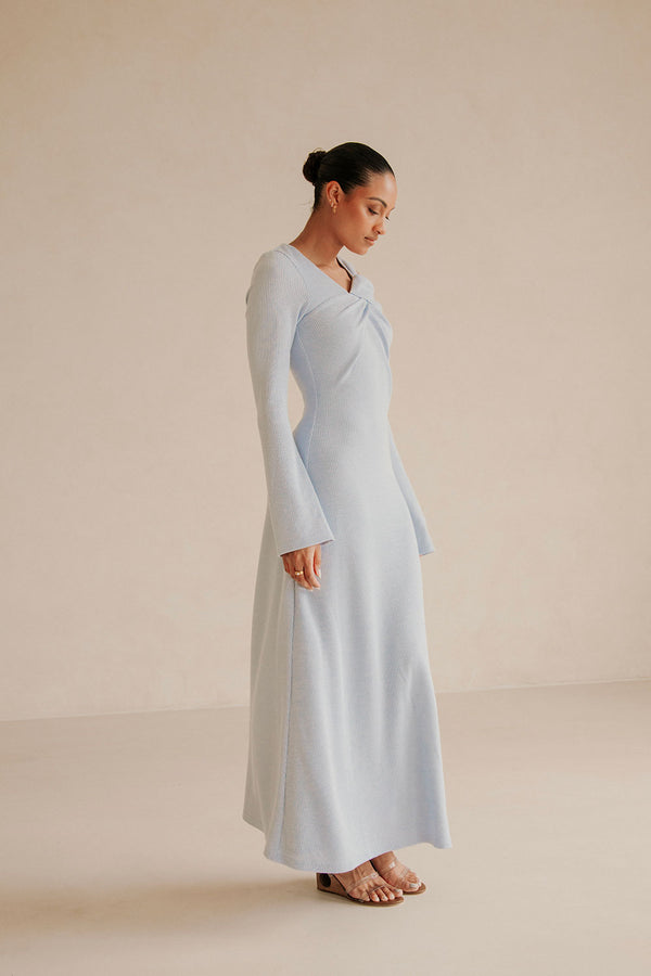 Blue Long Sleeve Cutout Maxi Nyla Dress