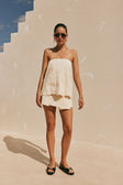 Cream Strapless Panelled Sorren Top