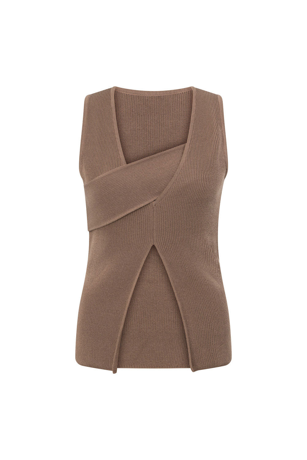 Bridget Split Knit Top - Chocolate Brown