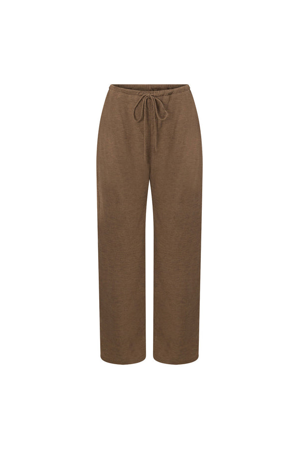 Chocolate Brown High Waist Elastic Drawstring Zen Pants