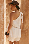 White Cotton One Shoulder Stella Top
