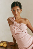 Pink One Shoulder Cutout Mini Knot Dimmi Dress