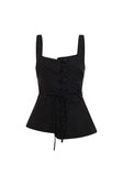 Black Button Tie Khaleesi Top