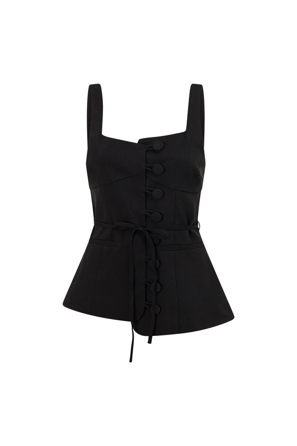 Black Button Tie Khaleesi Top