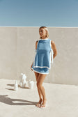 Blue Knit Longline Mini Kenia Dress