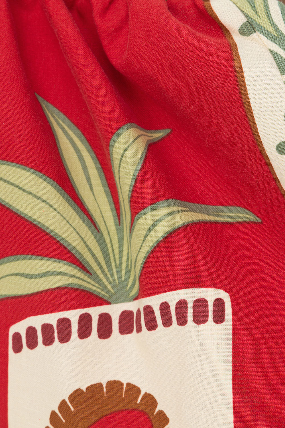 Red Palma Vista Print Elastic Drawstring Belinda Shorts