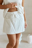 White Twin Pocket Drawstring Mini Davina Skirt