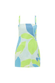 Amira Thin Strap Mini Dress - Magnolia Print, Blue, Green, White