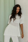 Cream Crochet Relaxed Short Sleeve Nixie Top