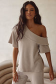 Stone Grey One Shoulder Tarika Top