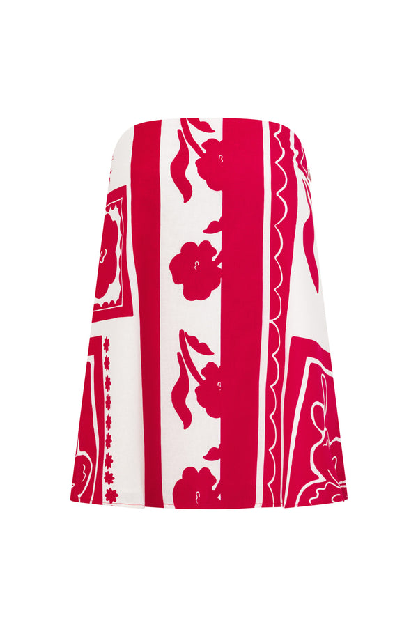 Red Voyage Print Strapless Avalon Top